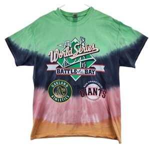 1989 World Series Battle of the Bay Athletics vs Giants Tie Dye T-Shirt Mens L